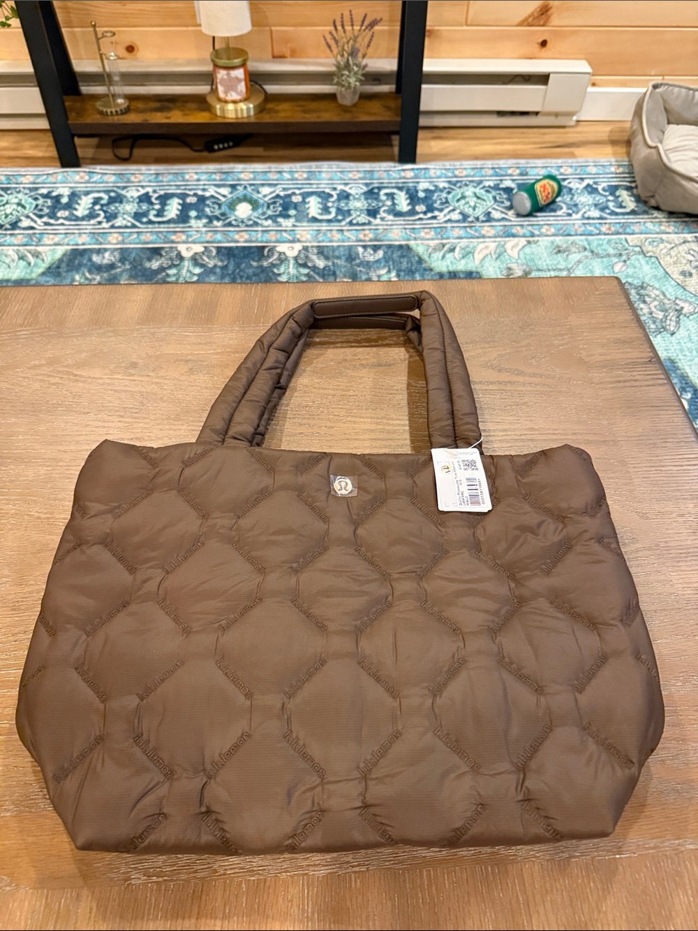 Lululemon Quilted Brown Tote Bag - Padded Shoulder Tote